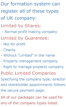 Types of company we can register
